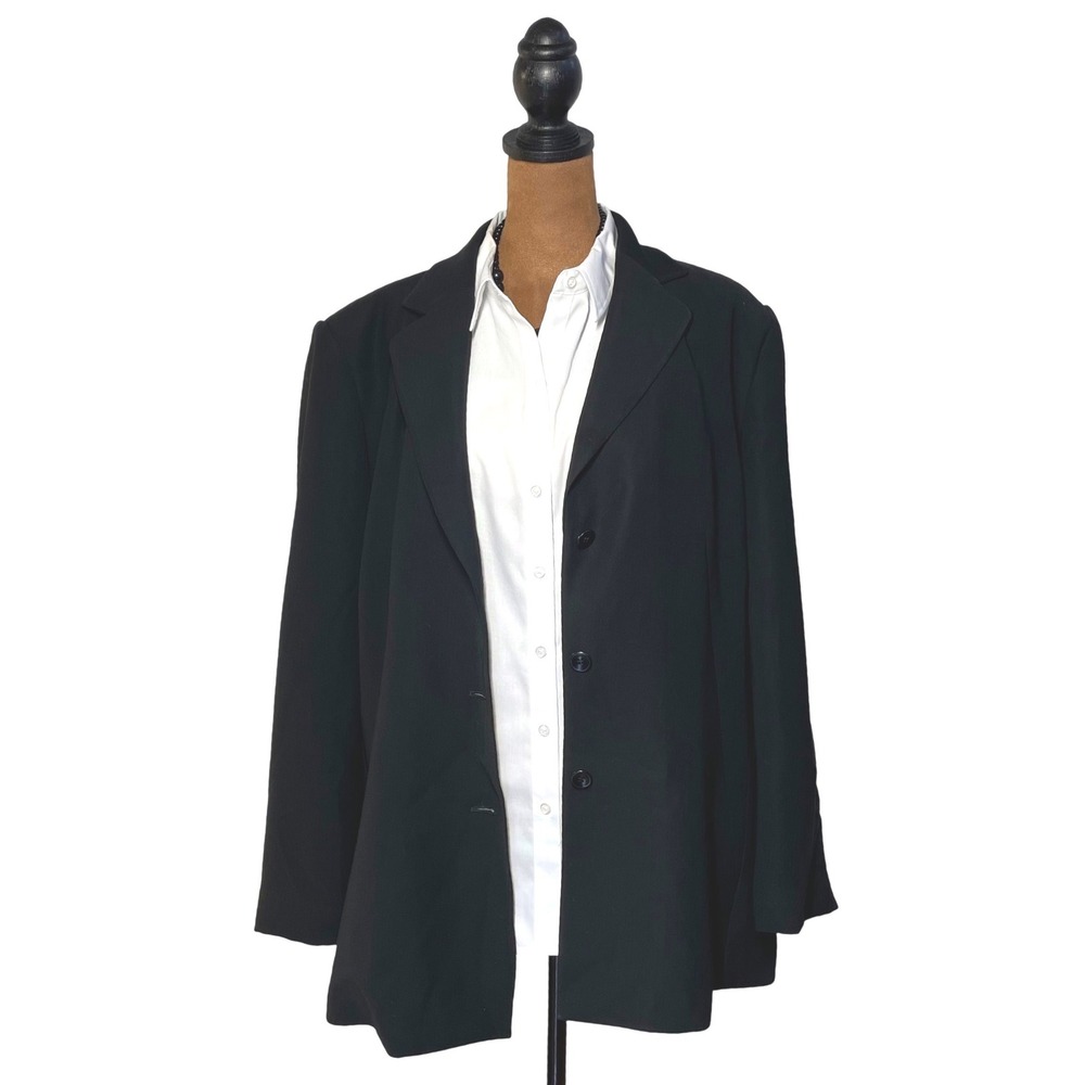 Talbots L 14/16 Black 3-Button Blazer Notched Lapel Professional Office Jacket